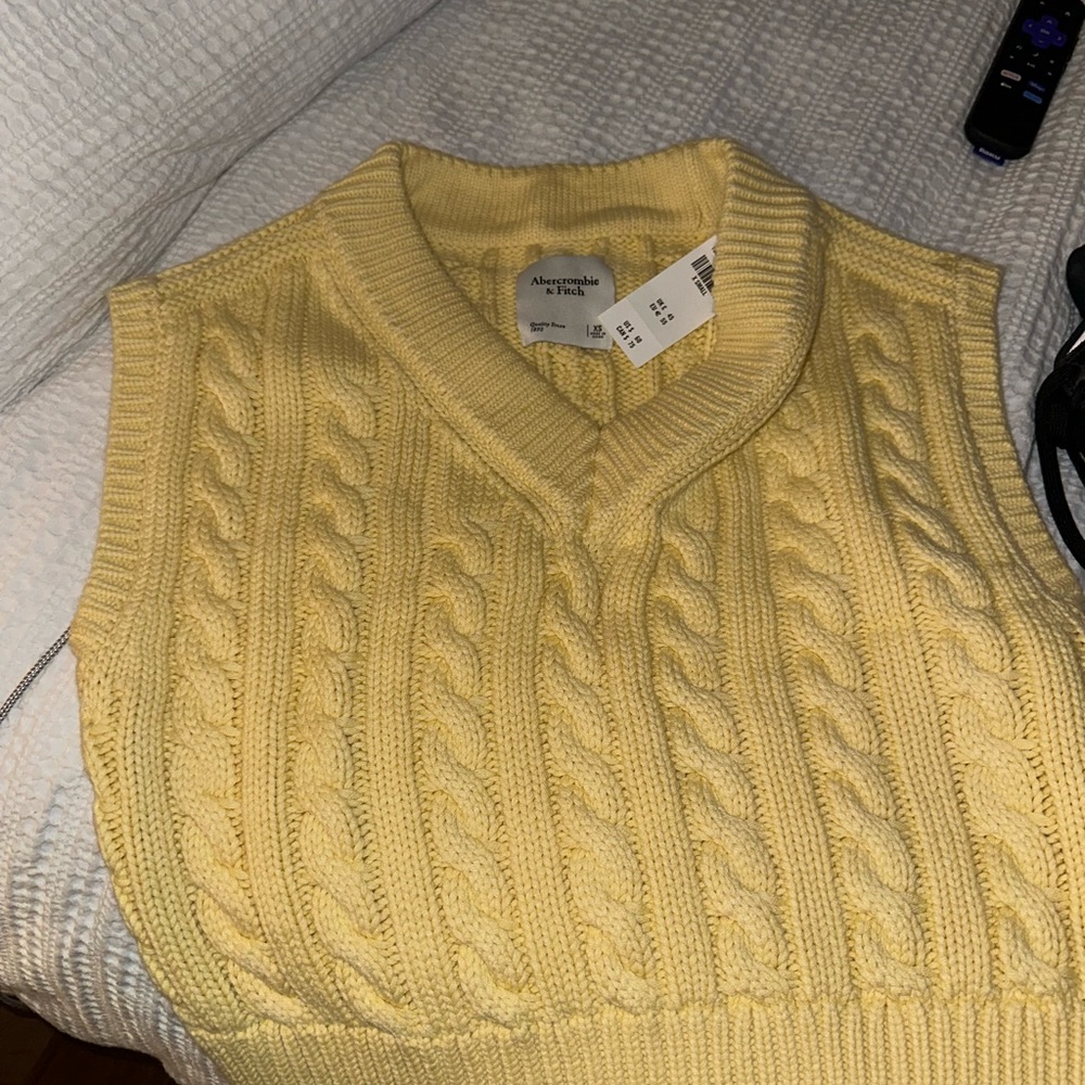 Abercrombie Yellow Cable Knit Sweater Vest